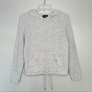 MONROW SUPERSOFT BUNGEE‎ DRAWSTRING HOODIE Grey lightweight Size XS